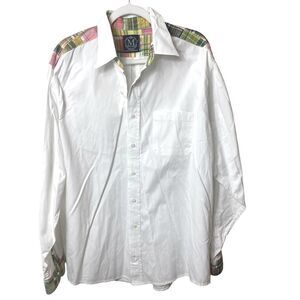 Mettlers American Mercantile Men’s Sz 2XL White Plaid Trim Button Down Shirt